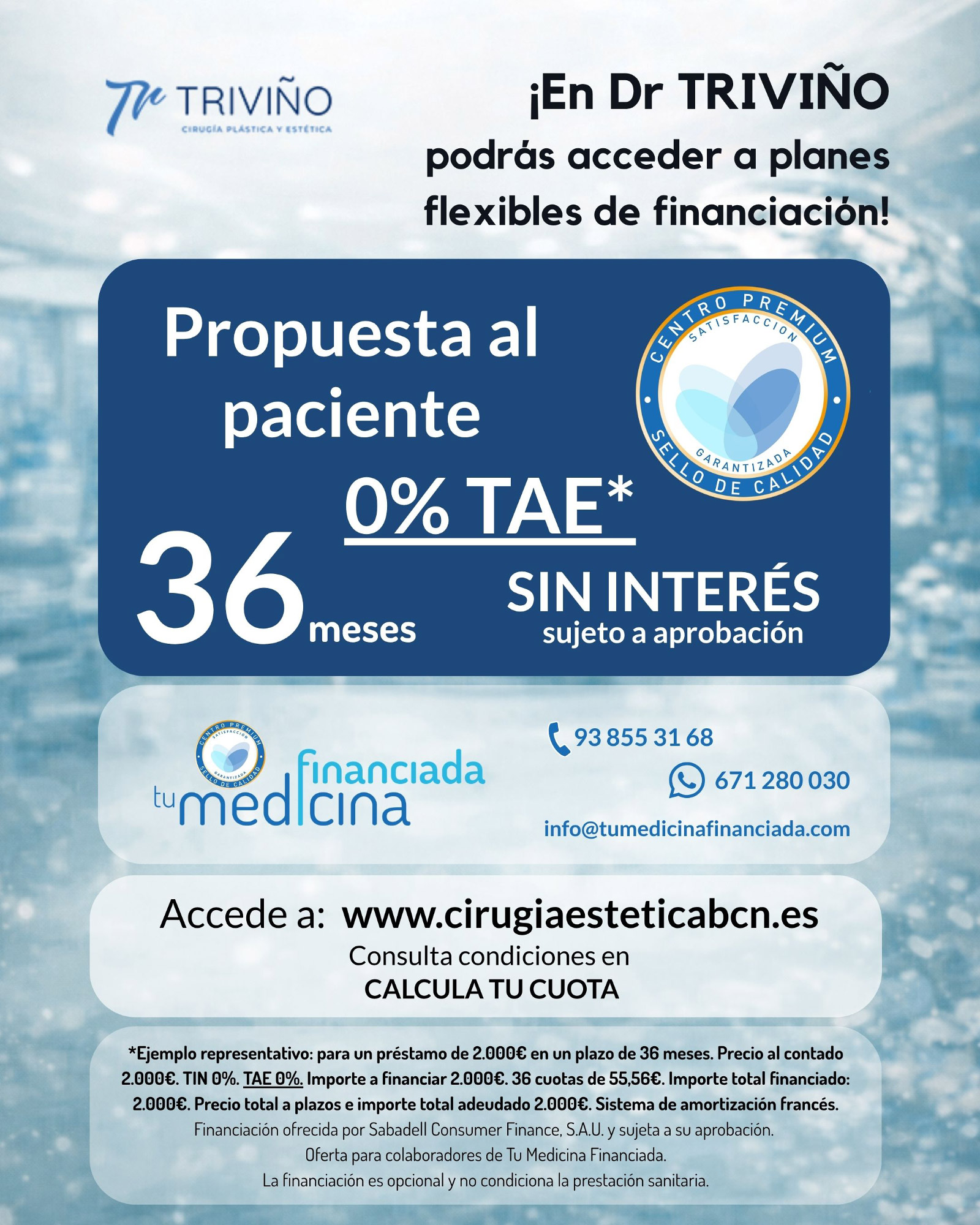 Financiación Dr. Triviño hasta 36 meses sin intereses 0% TAE - Tu Medicina Financiada
